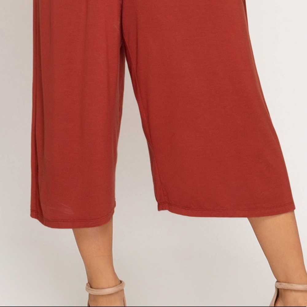 Burnt Orange Rust Color Romper Jumpsuit - Picture 6 of 6
